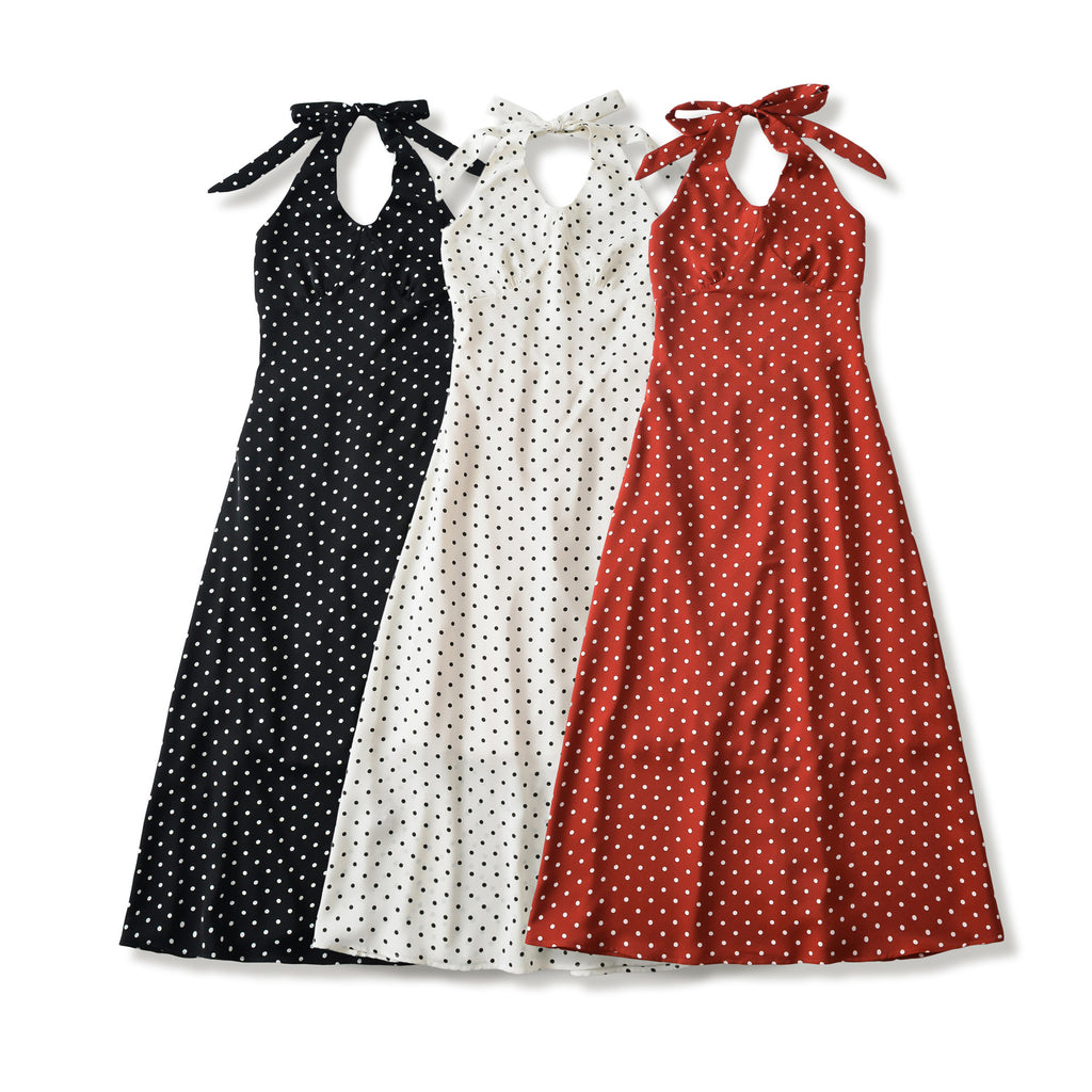 Retro Polka-Dot Neckholder Minikleid