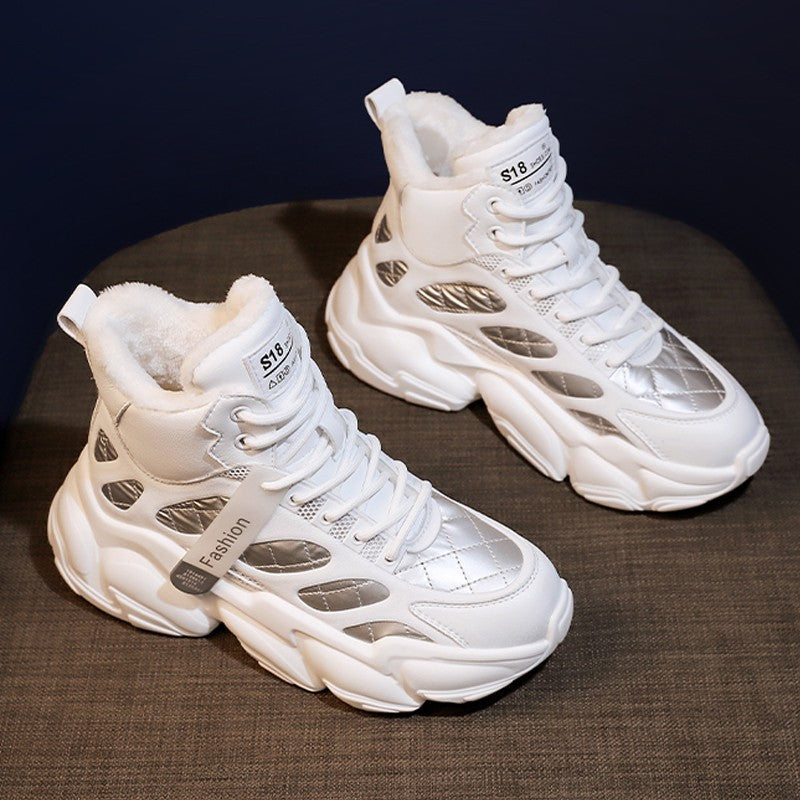 Samt-Plateau-Sneaker für Damen