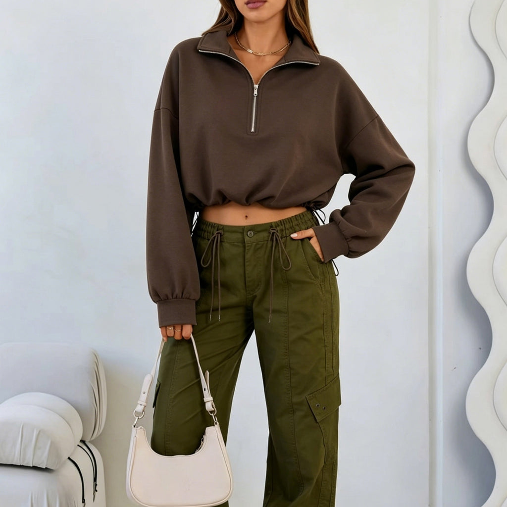 Kapuzenpullover mit Kordelzug und Reissverschluss