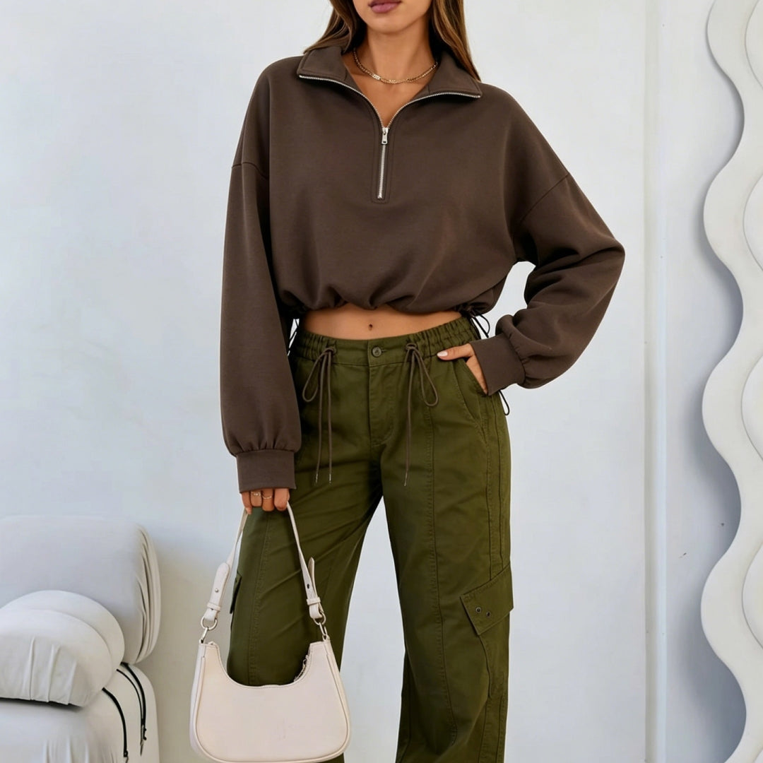 Kapuzenpullover mit Kordelzug und Reissverschluss
