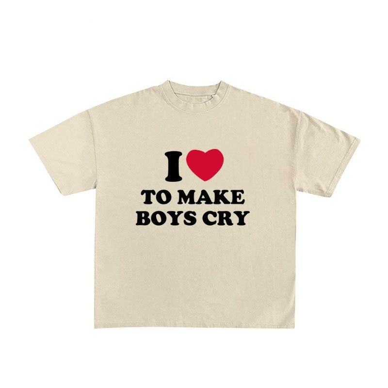 Retro T-Shirt mit Print und Rundhals