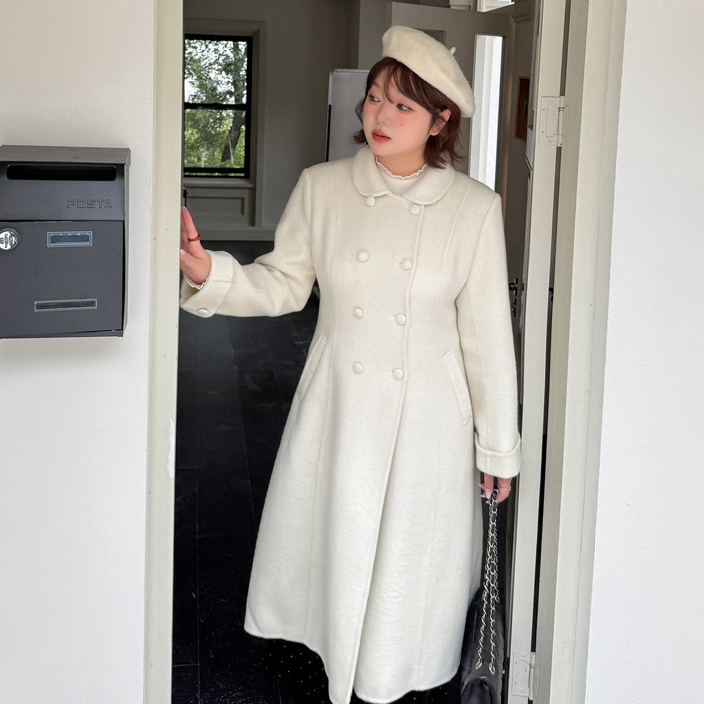 Eleganter extra-langer Wollmantel für Damen