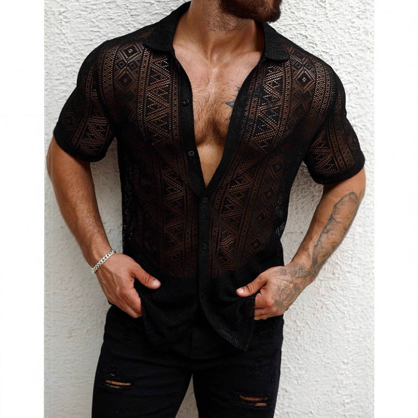 Transparentes Kurzarmhemd für Herren | LuxeStyle