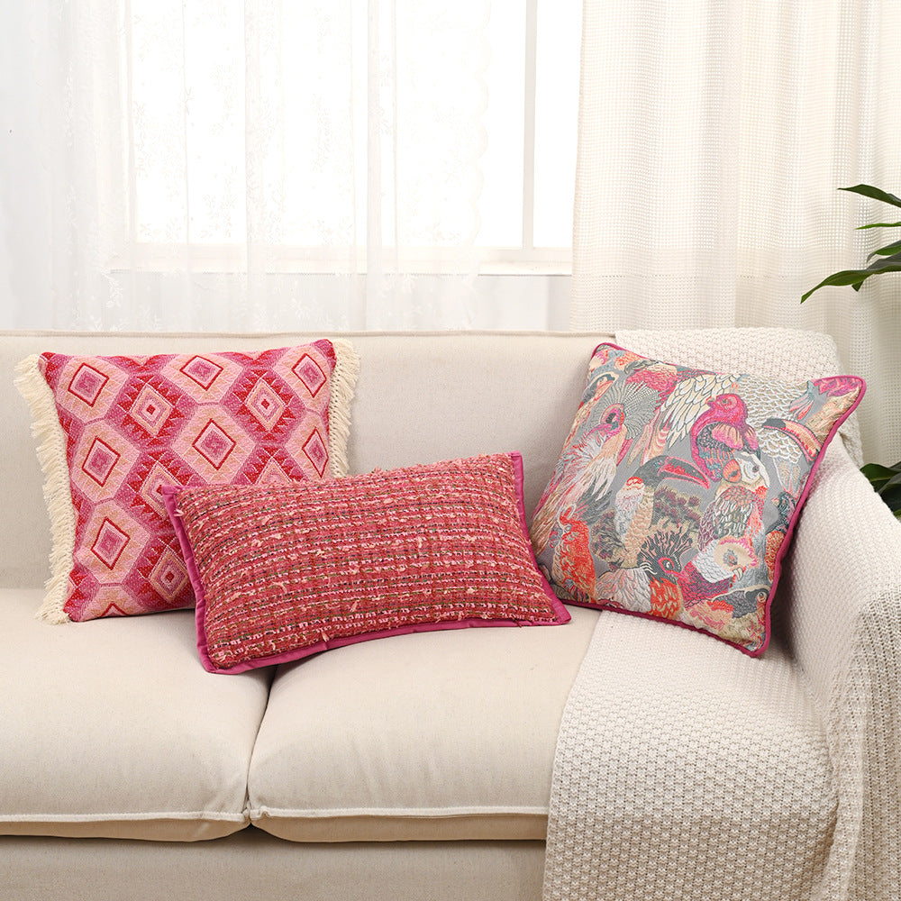 Jacquard Kissenhülle in Rosarot