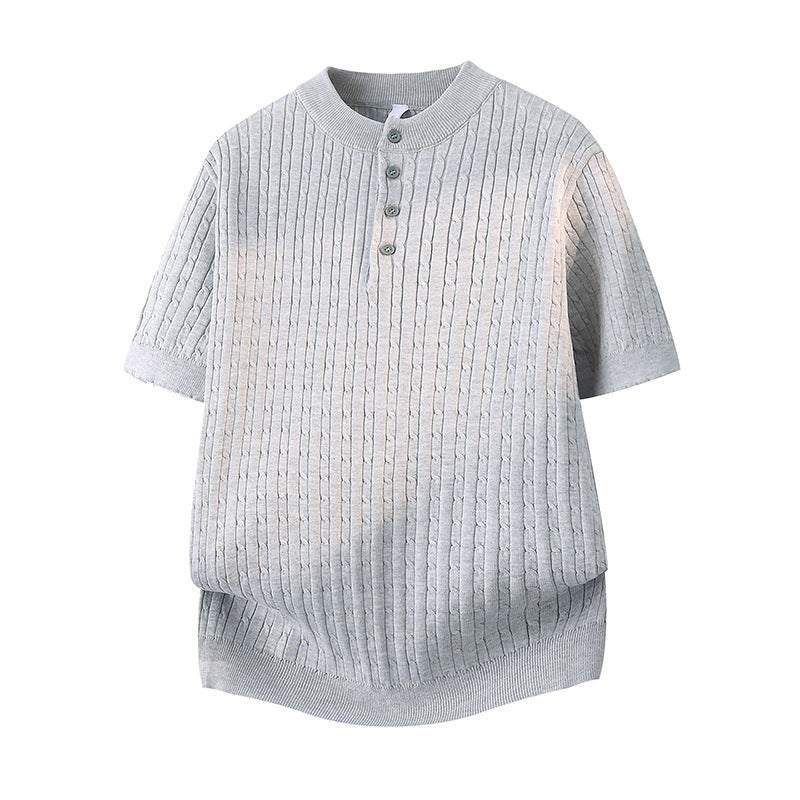 Kurzarm Henry Kragen Strickpullover für Herren