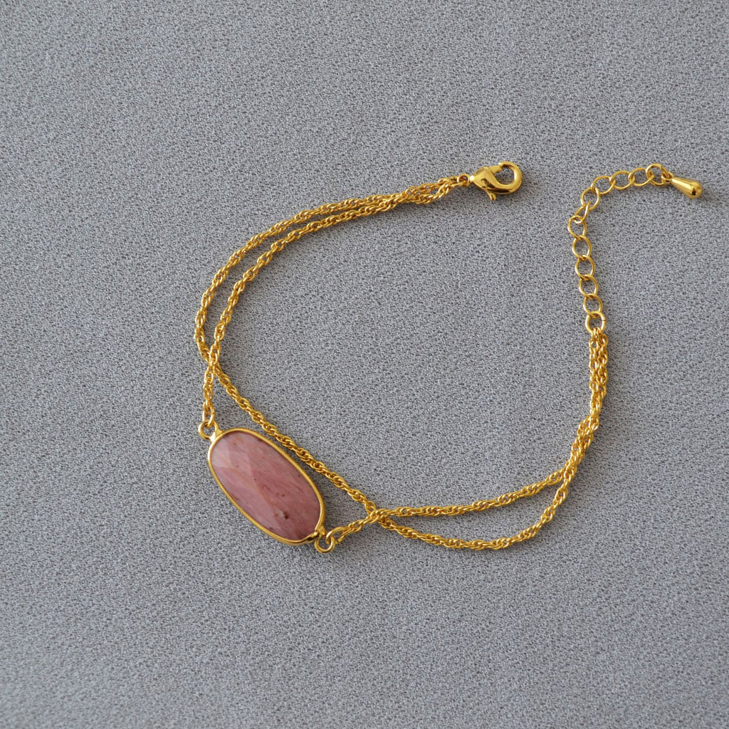 Doppelarmband mit Naturstein und Metallkette – Bild 2 | LuxeStyle