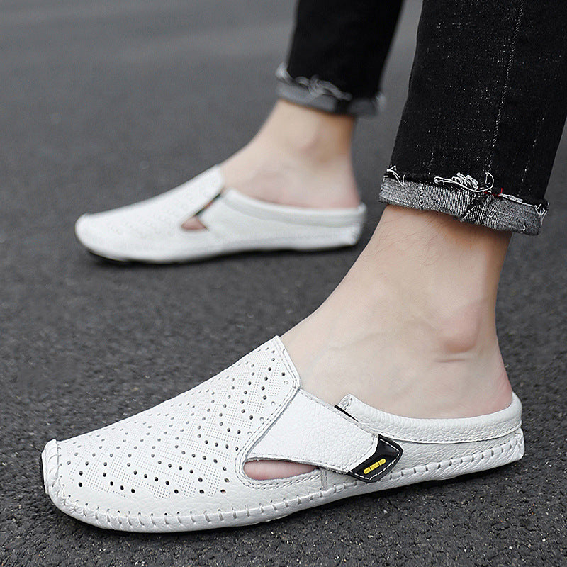 Atmungsaktive Casual-Sandalen aus Leder mit Hohl-Design