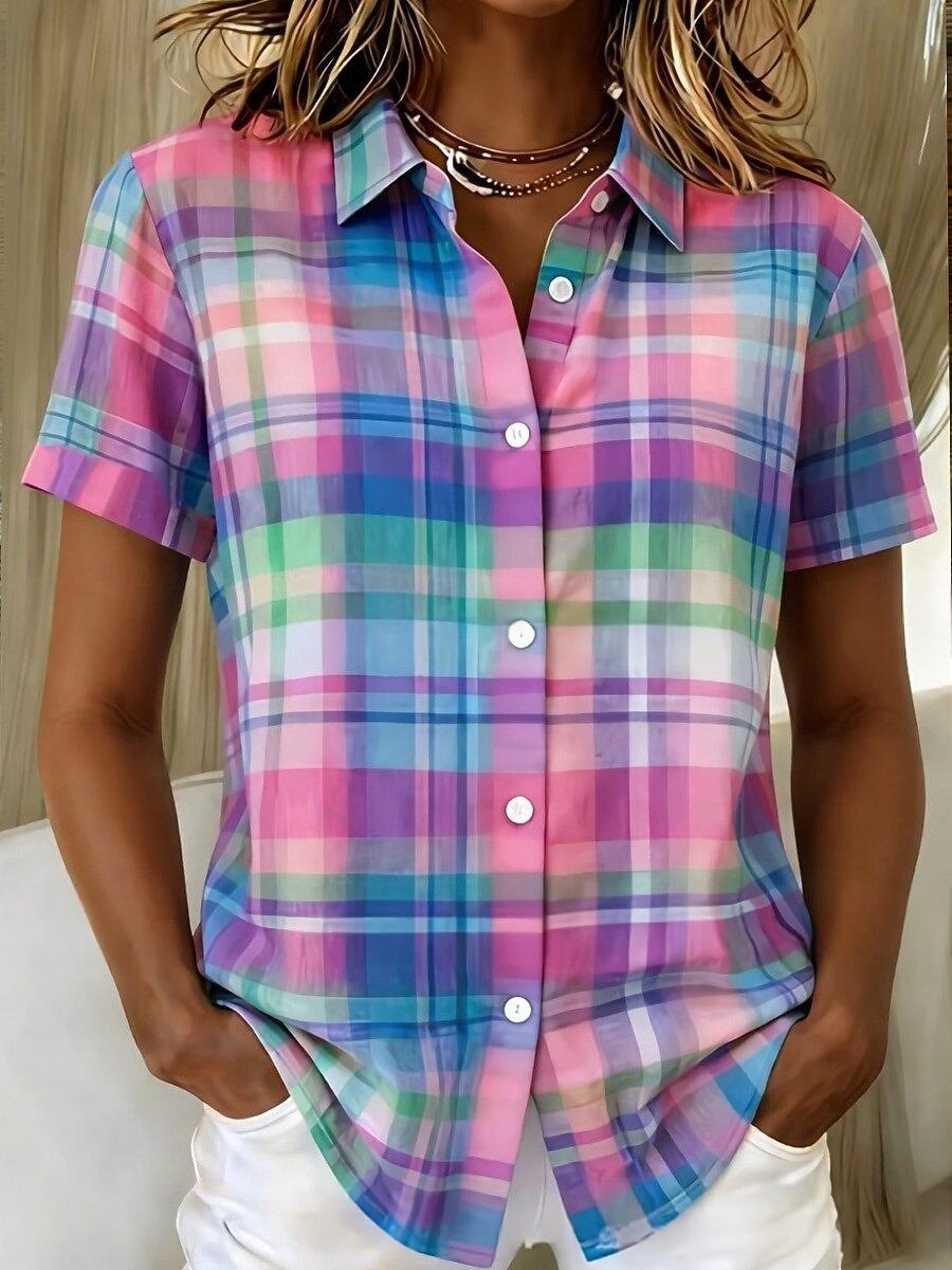 Gestreifte Retro-Bluse mit Blumenmuster