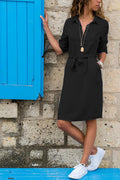 Damen Hemdkleid mit Dreiviertelärmeln