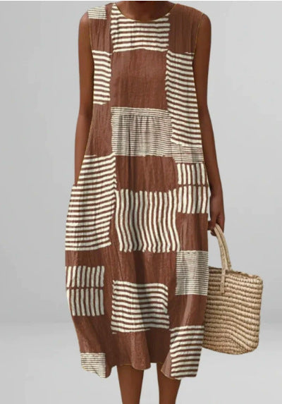 Ärmelloses Casual-Kleid mit 3D-Print