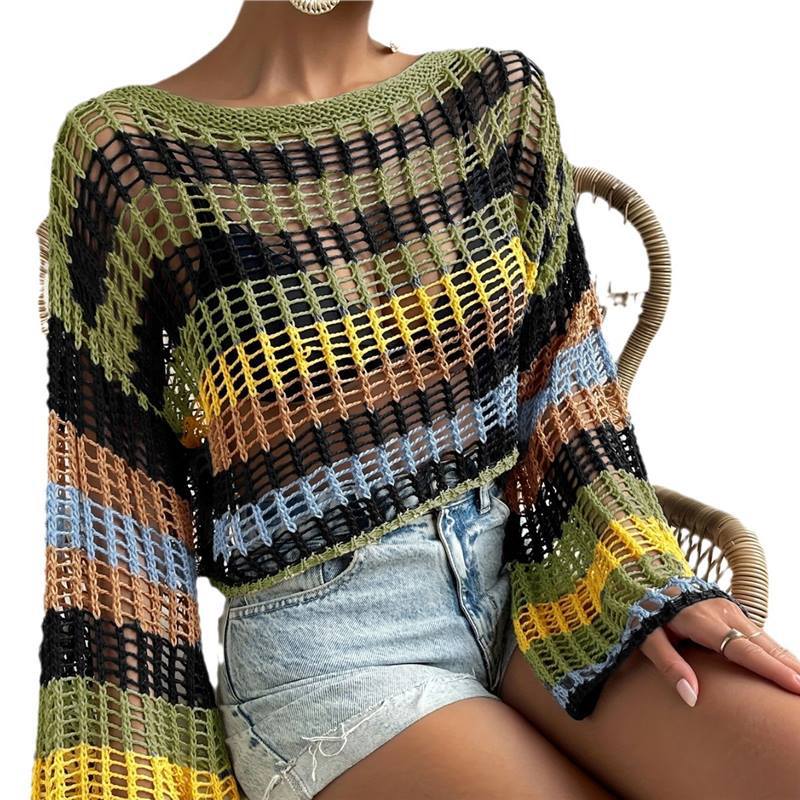 Luftiger Strandpullover mit Lochmuster