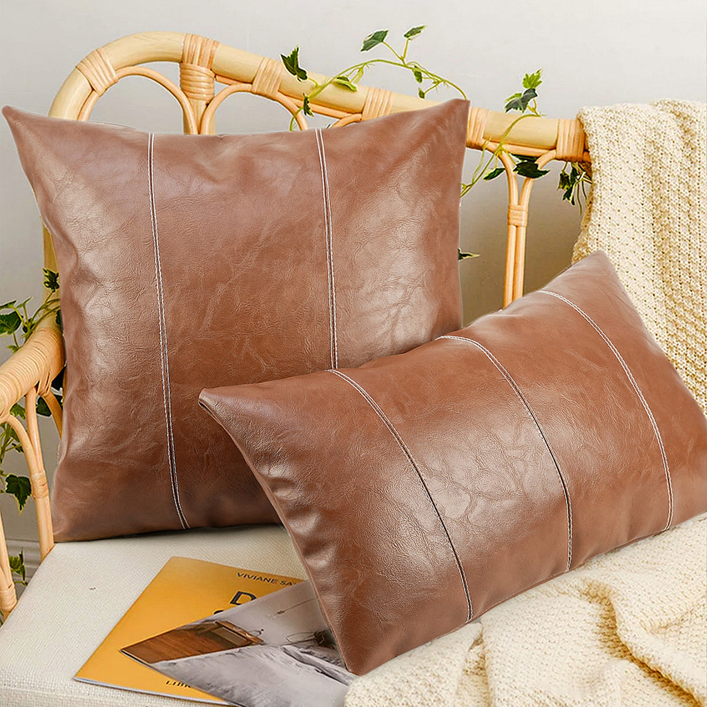 Kissenbezug aus PU-Leder mit Ziernähten – Bild 6 | LuxeStyle