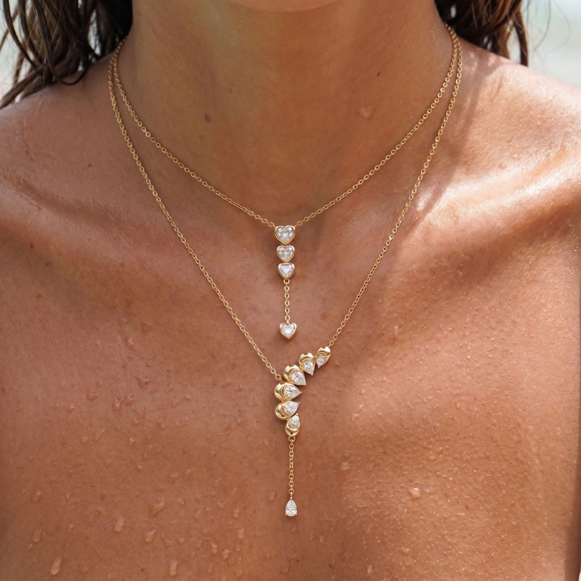 Tropfenformiger Diamant-Halsketten-Schmuck