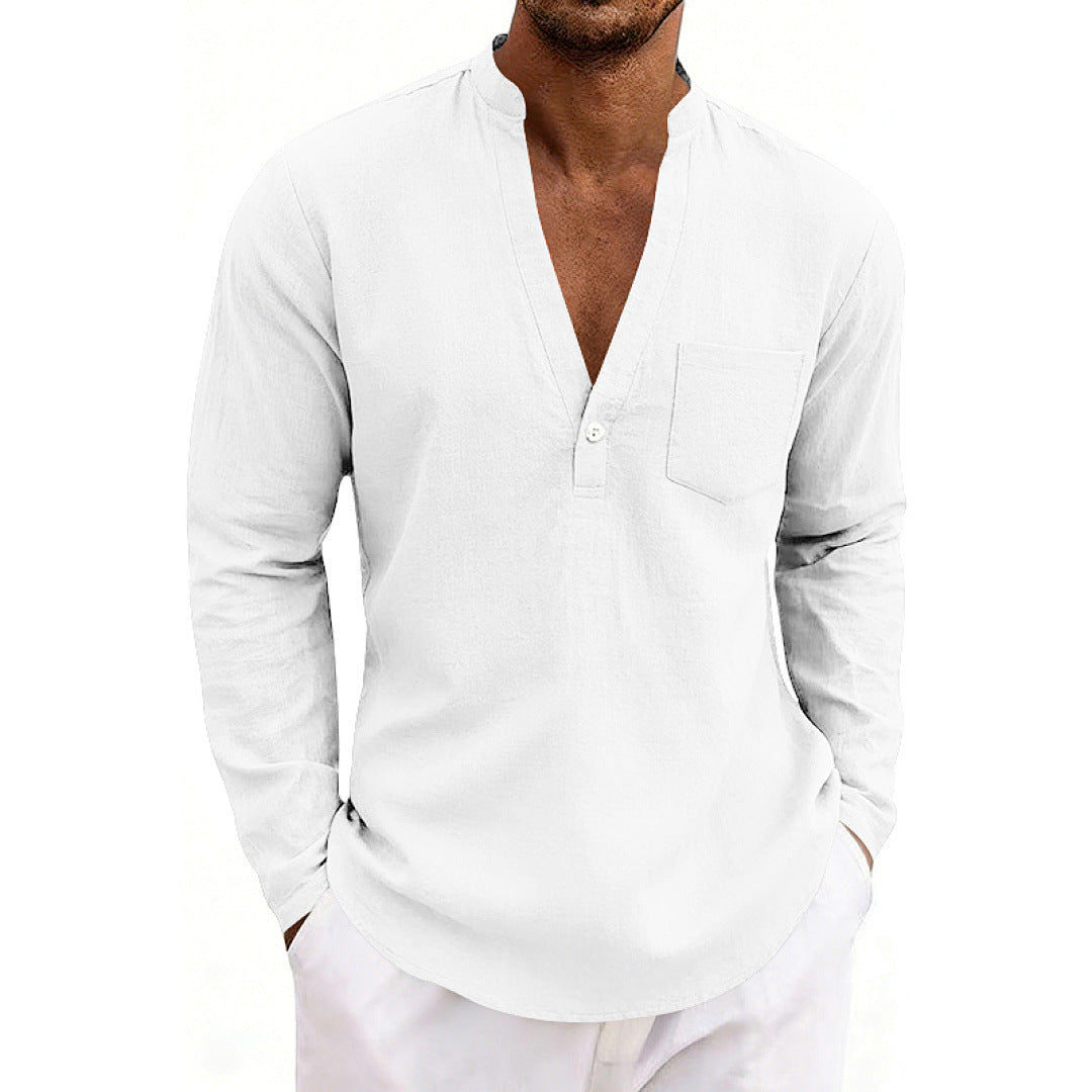 Leinen-Langarmshirt für Herren | LuxeStyle