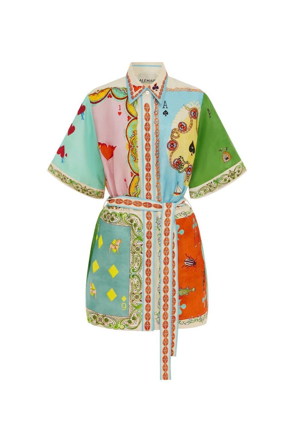 Kurzarmkleid mit Schnürung und Print – Bild 5 | LuxeStyle