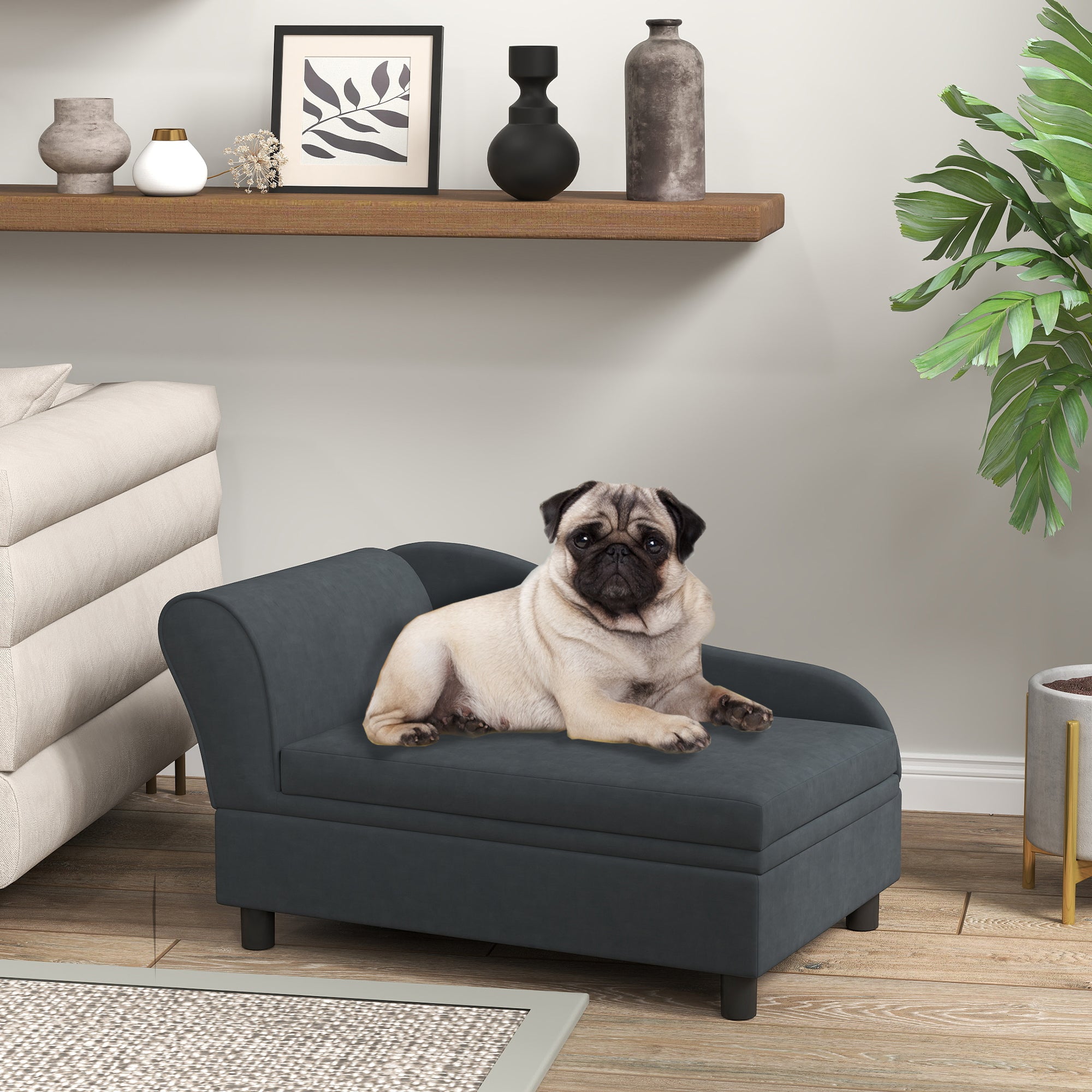 Haustier-Sofa mit Stauraum, Dunkelgrau