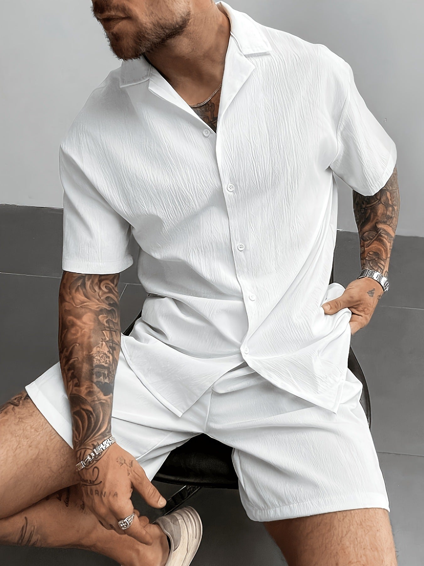Weiss Casual-Kardigan
