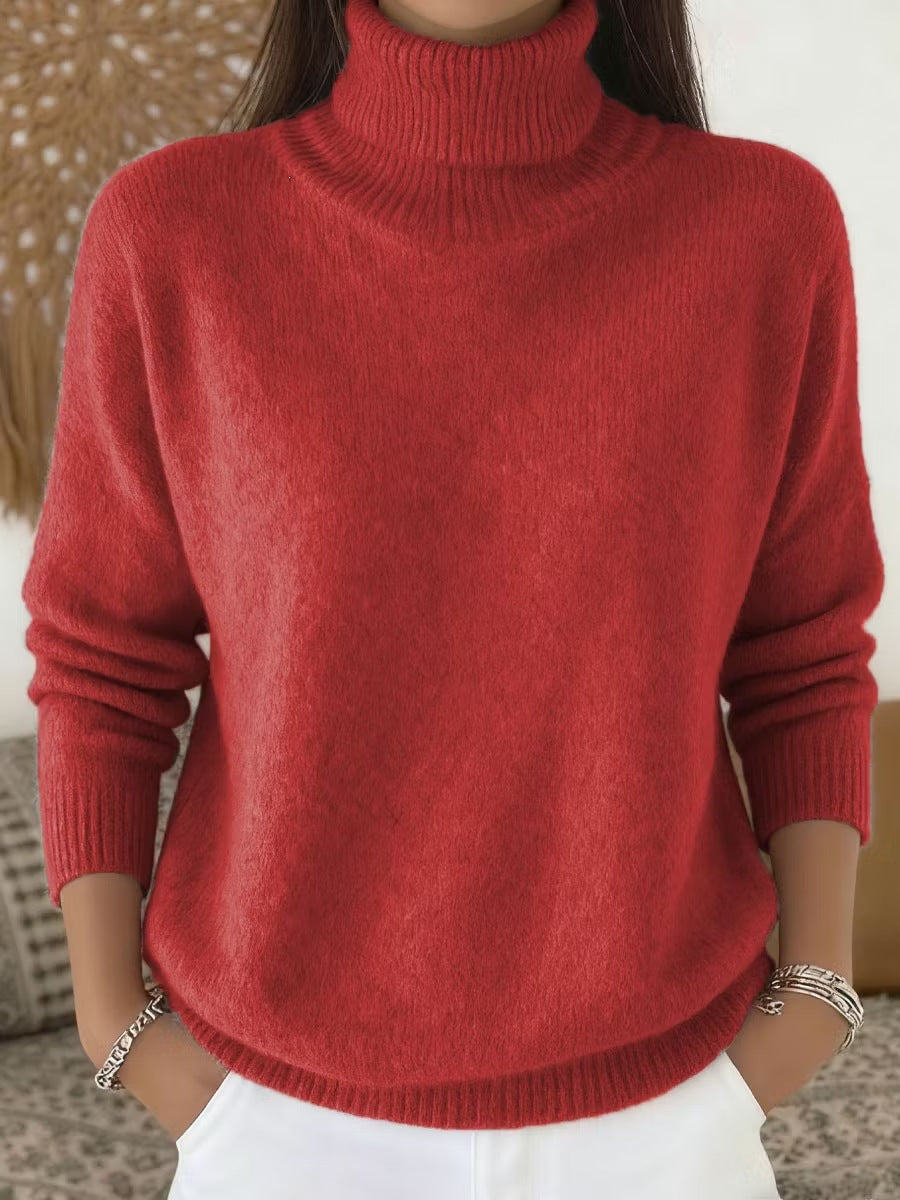 Damen Rollkragen Strickpullover – Loose Fit