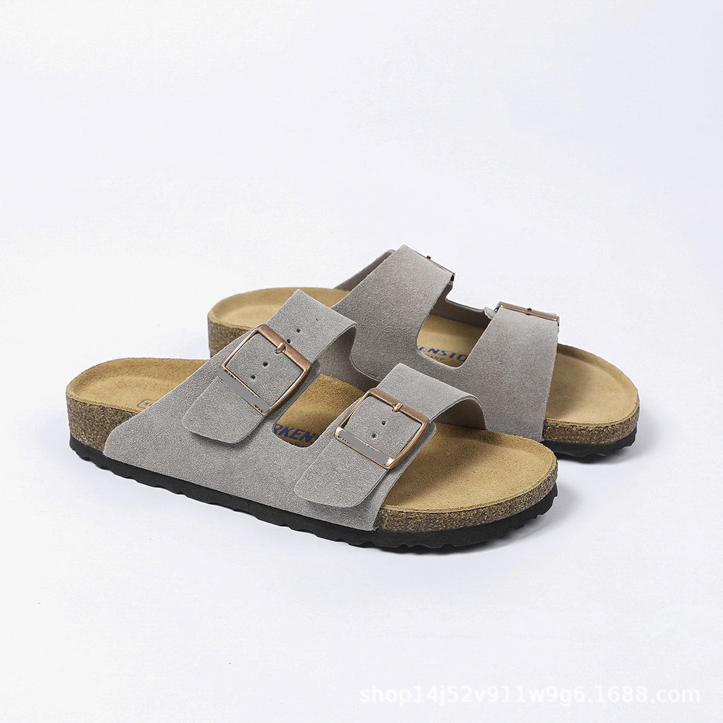 Doppelriemen-Sandalen aus Wildleder