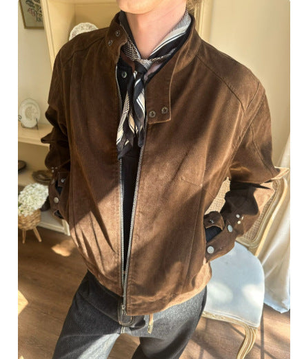 Harringtonjacke mit Standkragen aus Samt – Bild 3 | LuxeStyle