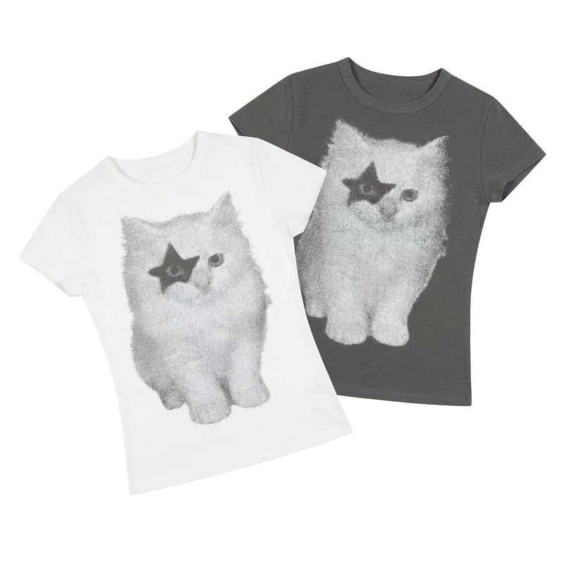 T-Shirt mit Cartoon-Print und kurzen Ärmeln