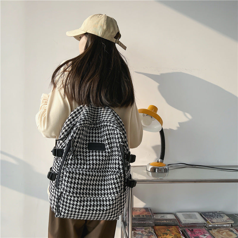 Grosser Strick-Houndstooth-Rucksack mit Anti-Diebstahl – Bild 5 | LuxeStyle