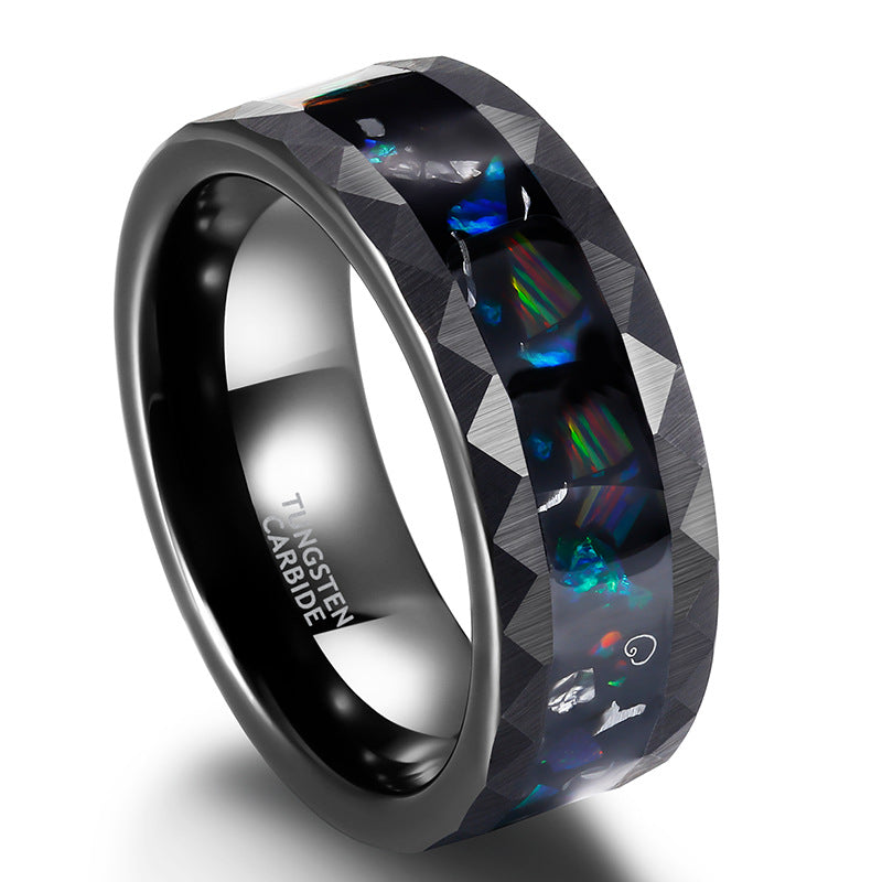 Tungsten-Ring mit Schalen-Einlagen