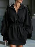 Langer Sweatshirt Rock mit Kapuze