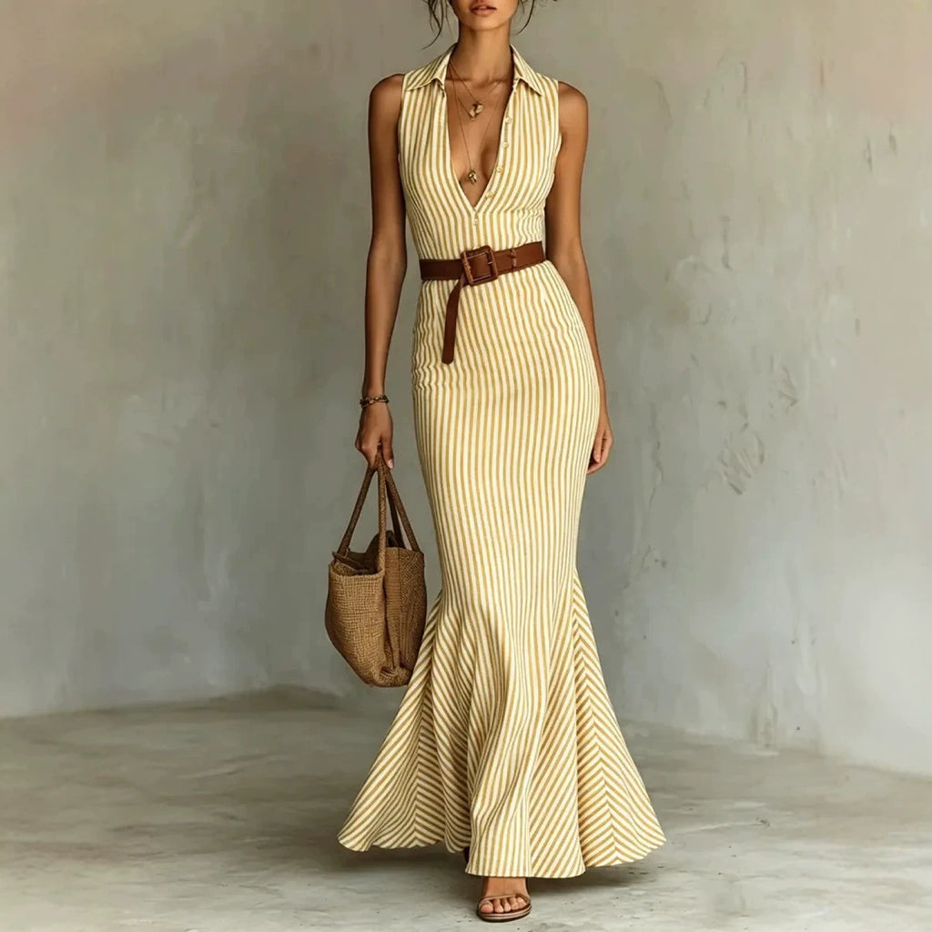 Elegantes V-Neck Kleid mit Gürtel