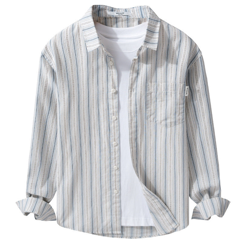 Gestreiftes Langarmhemd im japanischen Casual-Stil – Bild 5 | LuxeStyle