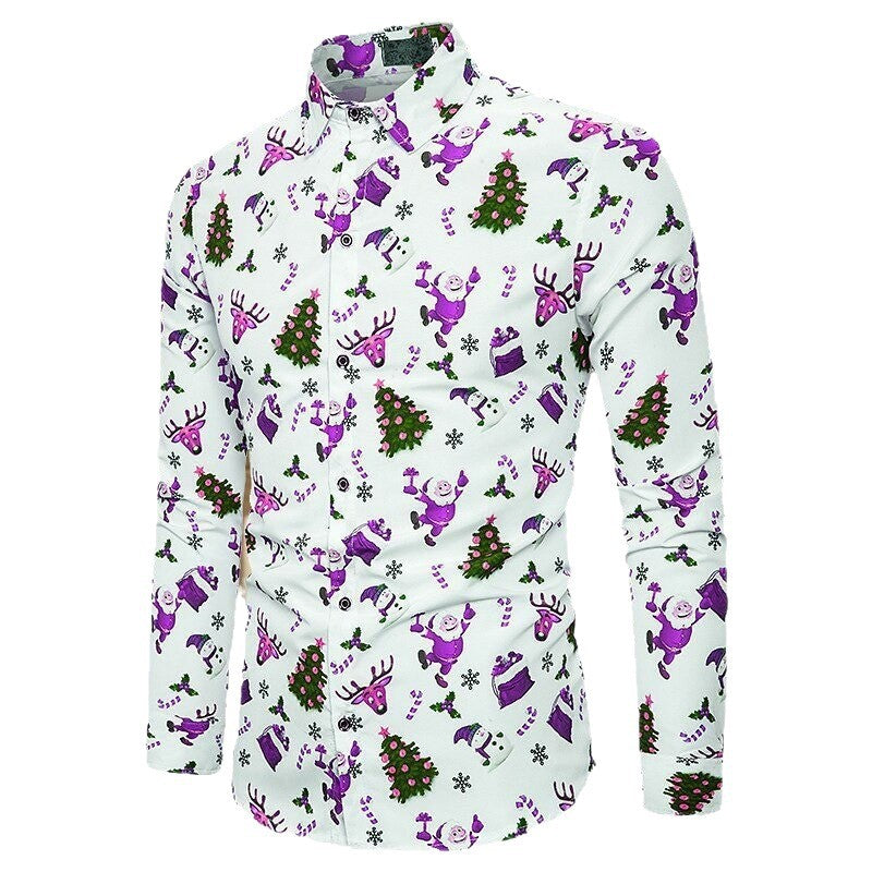 Herren-Langarmhemd mit Weihnachtsbaum-Muster – Bild 10 | LuxeStyle