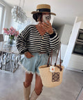 Gestreifter Cardigan mit Knopfleiste