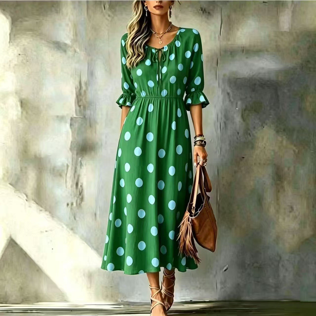 Midikleid mit Wellenmuster