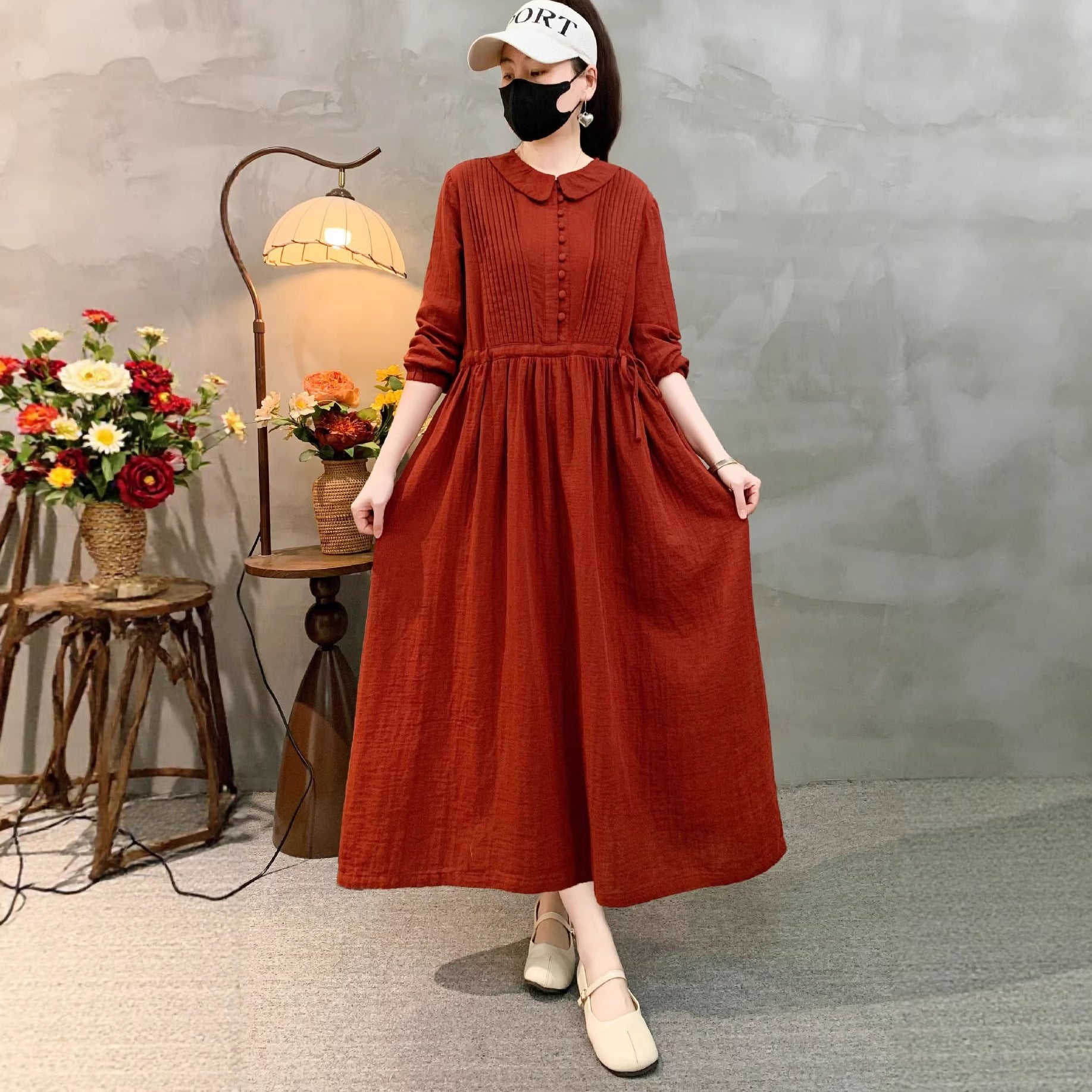Retro-Kleid mit Langarm