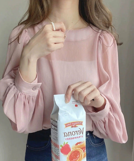 Chiffon-Oberteil mit Puffärmeln