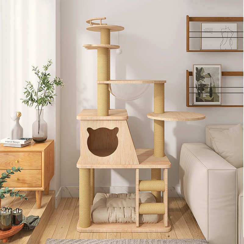 Massivholz-Kratzbaum für Katzen