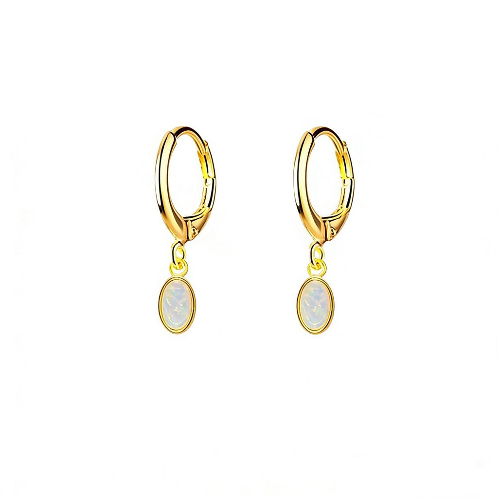 Ovale Vintage Opal-Ohrringe aus 925er Sterlingsilber