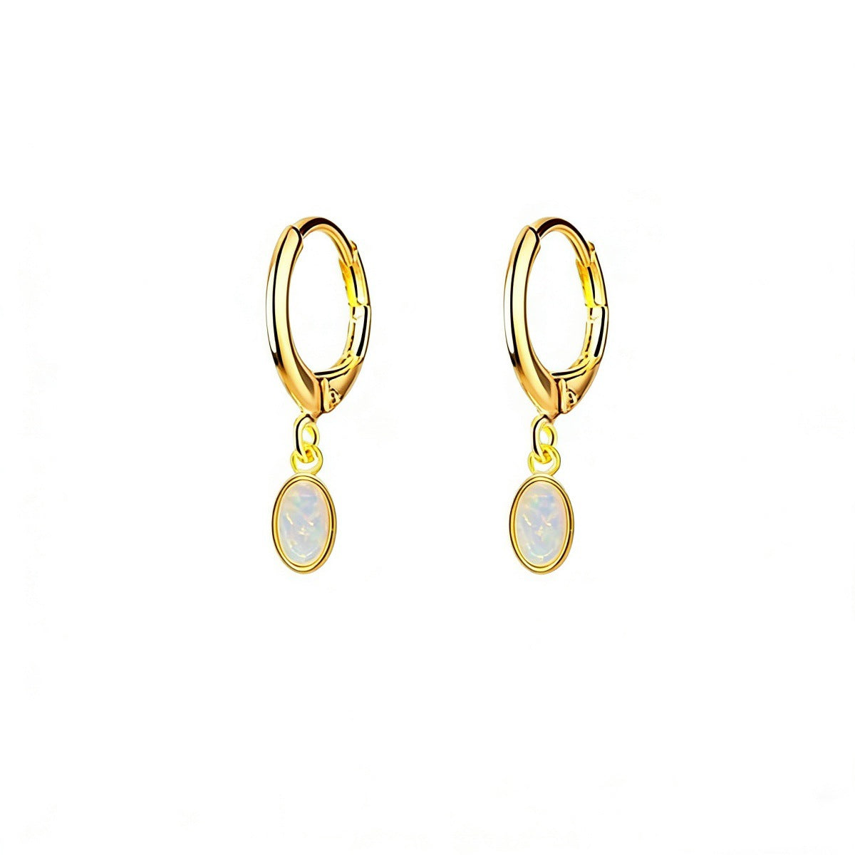 Ovale Vintage Opal-Ohrringe aus 925er Sterlingsilber