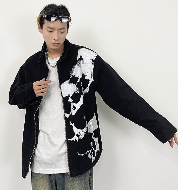 Jeansjacke mit Totenkopf-Stickerei – Bild 4 | LuxeStyle