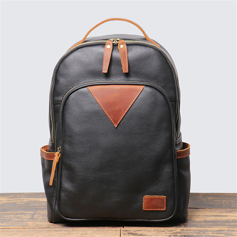 Retro Lederrucksack mit Farbkontrast – Bild 1 | LuxeStyle