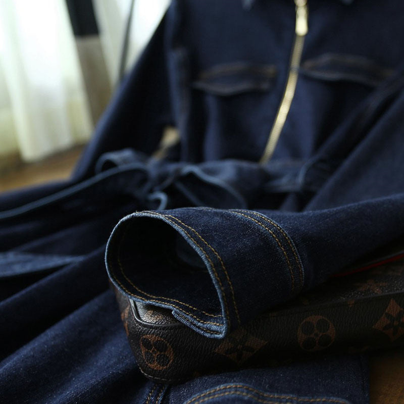 Denimkleid mit Schnürung und hoher Taille – Bild 5 | LuxeStyle