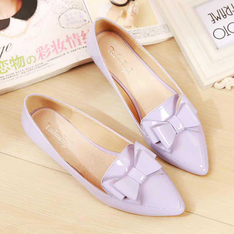 Punktierte Schuhe mit Schleife, flache Sohle – Bild 6 | LuxeStyle