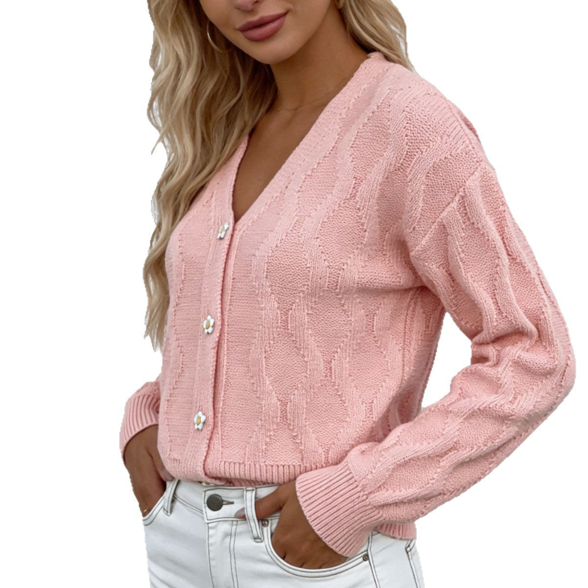 V-Ausschnitt Strickpullover