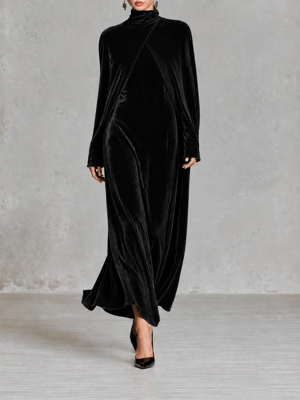 A-Linien-Kleid mit Rollkragen und langen Ärmeln – Bild 4 | LuxeStyle