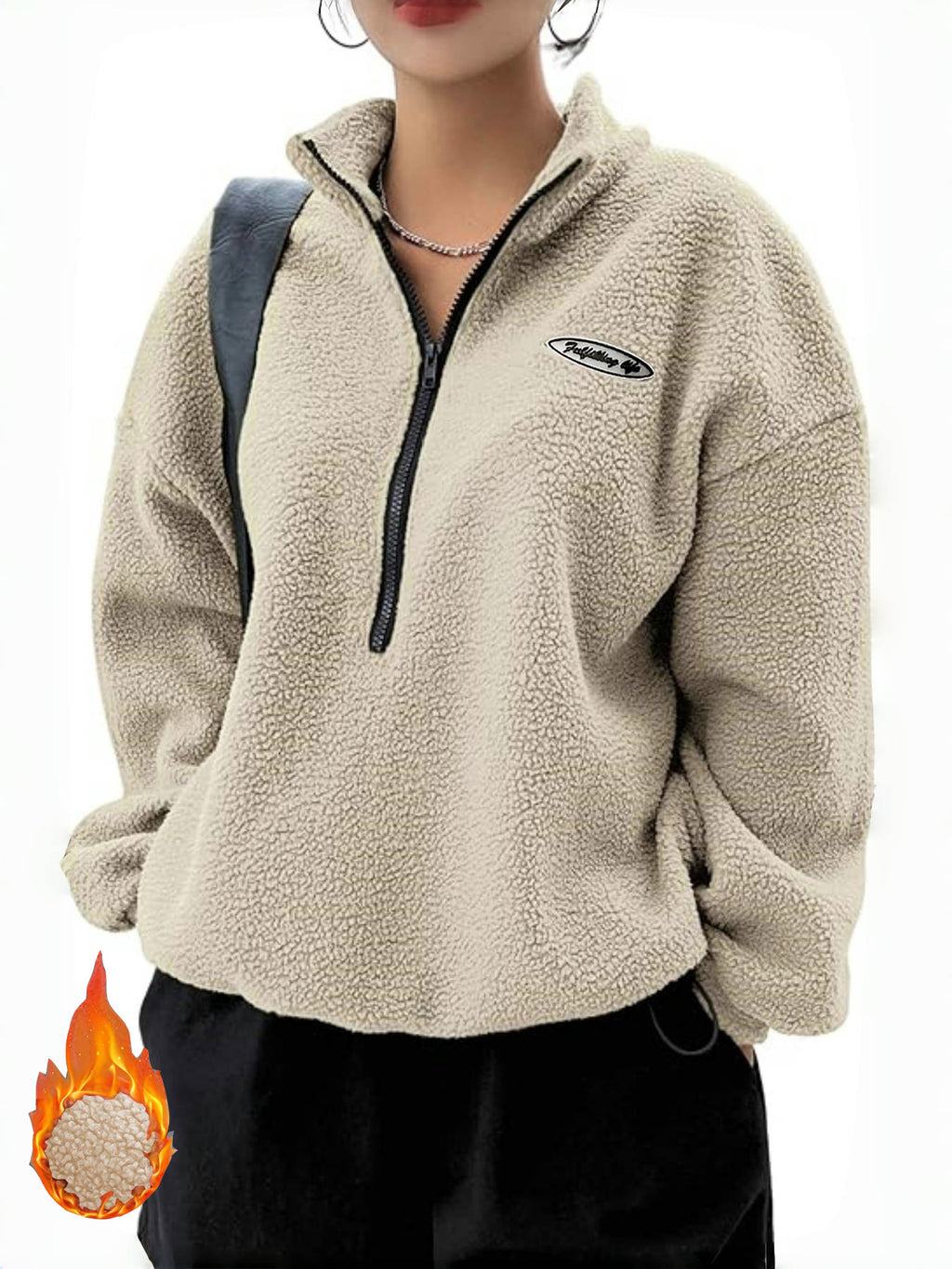 Damen Sweatshirt mit Schlaufe und Aufschrift