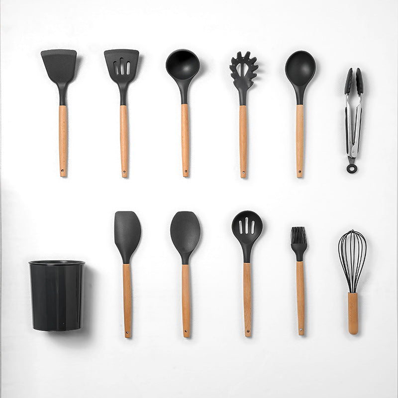 Silicone Kochgeschirr-Set mit Holzgriff · 12 Stück – Bild 4 | LuxeStyle