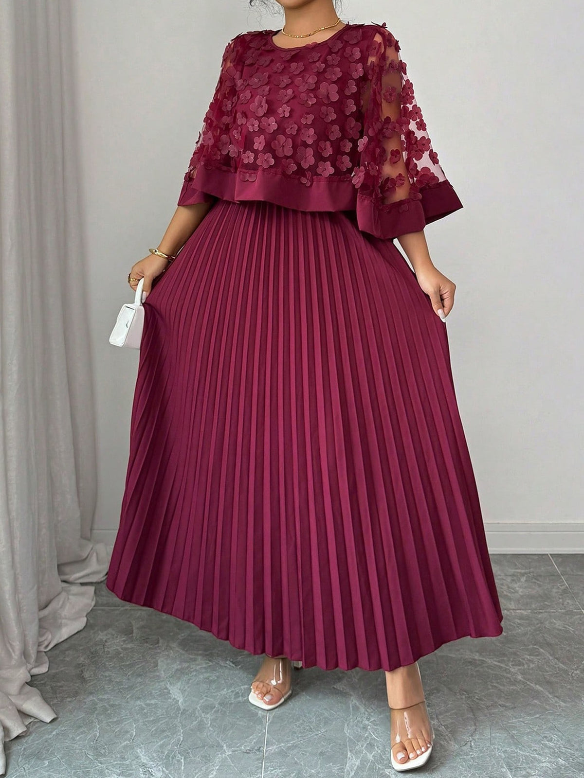Elegantes Mesh-Cape-Kleid – Bild 6 | LuxeStyle