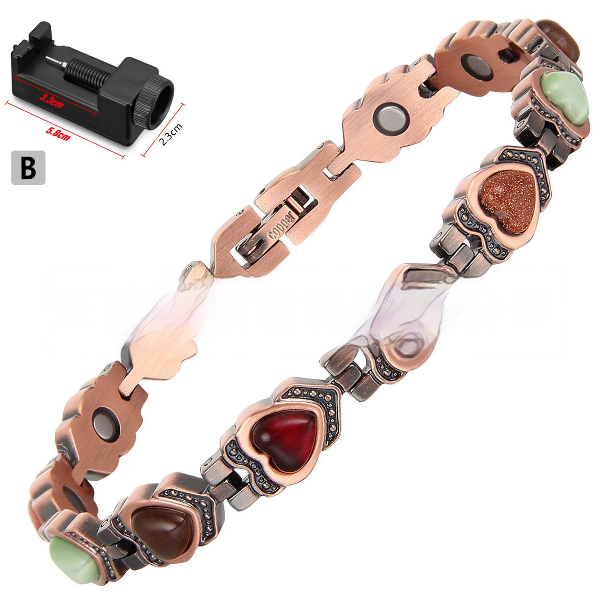 Magnetarmband aus rotem Kupfer für Damen – Bild 5 | LuxeStyle