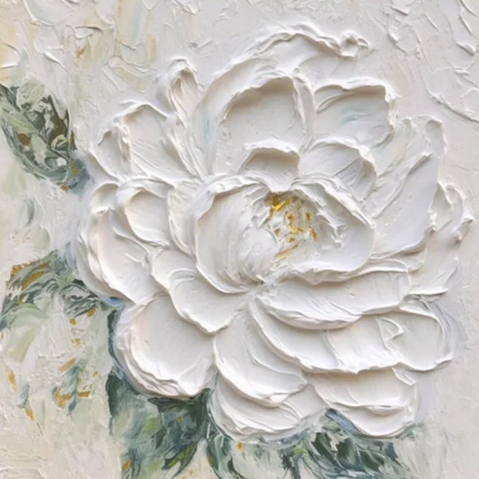 Cremeweisse Pfingstrosen-Blumen Ölgemälde – Bild 2 | LuxeStyle