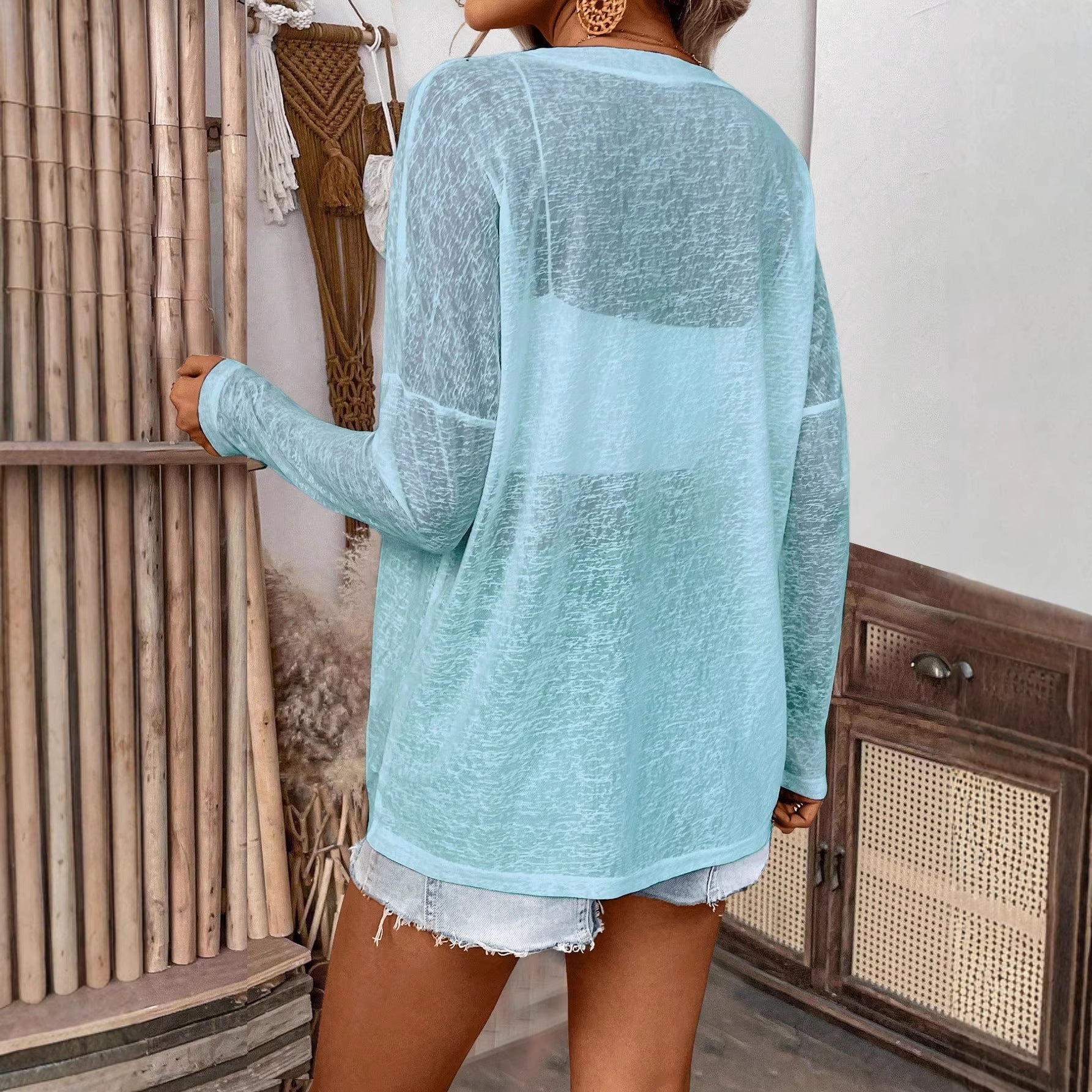 Langarm-Shirt mit Rundhals und Print